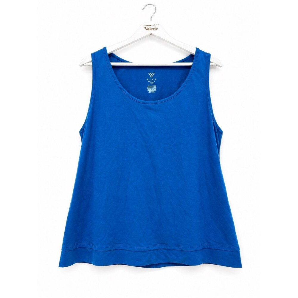 Livi Active Blue Cotton Tank Top Size 18/20 Plus Classic Athletic